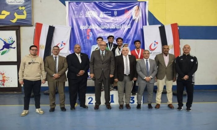 جامعة المنوفية تعلن الفائزين بالمراكز الأولي في بطولة المصارعة للجامعات ضمن دورة الشهيد الرفاعي 52 جامعة المنوفية تعلن الفائزين بالمراكز الأولي في بطولة المصارعة للجامعات ضمن دورة الشهيد الرفاعي 52