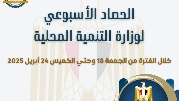 بالإنفوجراف ..نشرة الحصاد الأسبوعي لأنشطة وزارة التنمية المحلية