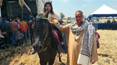 أصغر راقصة خيول في الشرقية .. «إسراء» 8 سنوات تبهر الجميع في ترويض الخيول العربية