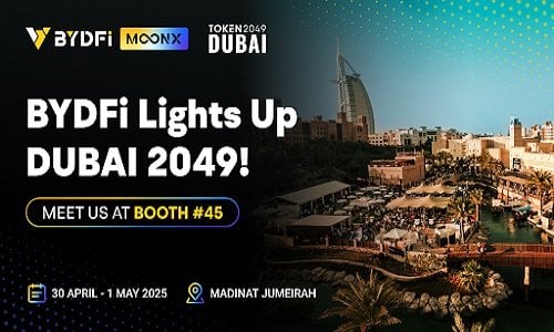 BYDFi تصبح الراعي الرسمي لمؤتمر TOKEN2049 دبي.. وأداة التداول على السلسلة MoonX تظهر لأول مرة في الشرق الأوسط
