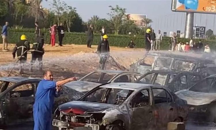 الصحة: وفاة 3 أشخاص و 13 مصابا في حادث حريق خط الغاز بطريق الواحات