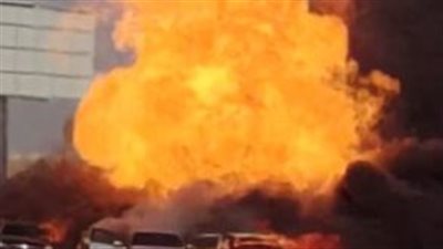 انفجار في خط غاز رئيسي بطريق الواحات والحماية المدنية تحاصر النيران وتغلق الطريق