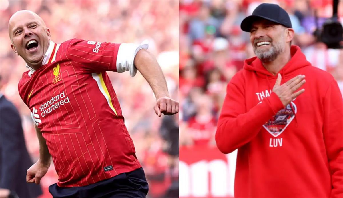 فيديو | لفتة رائعة من سلوت تجاه كلوب بعد تتويج ليفربول بـ الدوري الإنجليزي