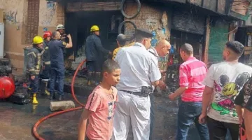 إخماد حريق في متجر إطارات برودة الفرج