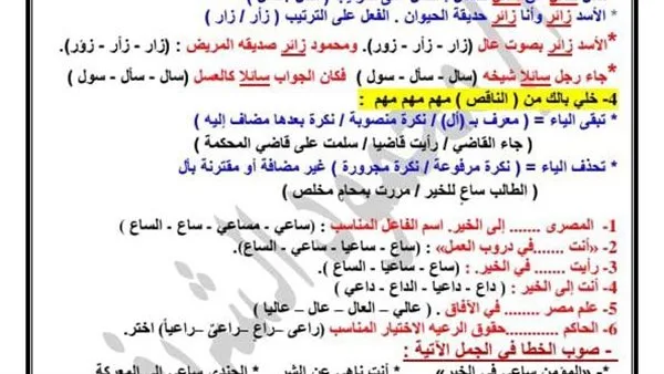 150 قاعدة نحوية لا غنى عنها في امتحان الصف الثالث الإعدادي