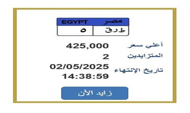 سعرها تخطى الـ 400 ألف جنيه.. «المرور» تطرح التزايد على لوحة سيارة مميزة