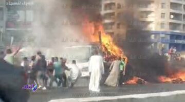 نشوب حريق بمقطورة جرار زراعي في مدخل المدينة الصناعية بسوهاج