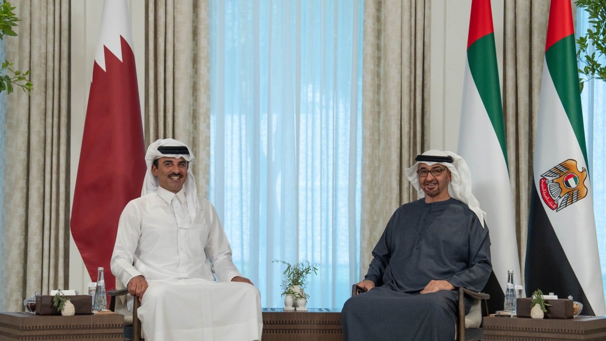 سمو الأمير ورئيس الإمارات يبحثان العلاقات الأخوية والتطورات الإقليمية