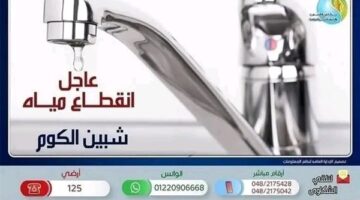 غداً.. قطع المياه عن عدة مناطق في شبين الكوم
