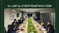 في اجتماع الهيئة العليا لحزب الوعي.. فتح باب الترشح للشباب وكافة الراغبين في خوض الاستحقاقات البرلمانية القادمة