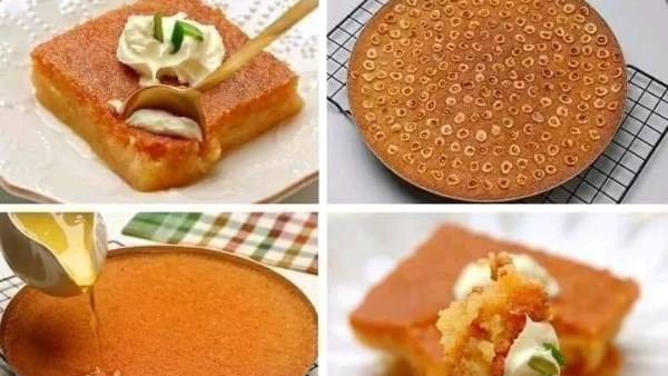 طريقة عمل البسبوسة المكرملة بخطوات بسيطة