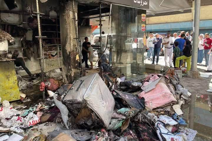 حريق داخل محل مفروشات ببورسعيد