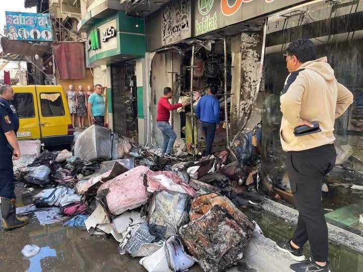 حريق داخل محل مفروشات ببورسعيد
