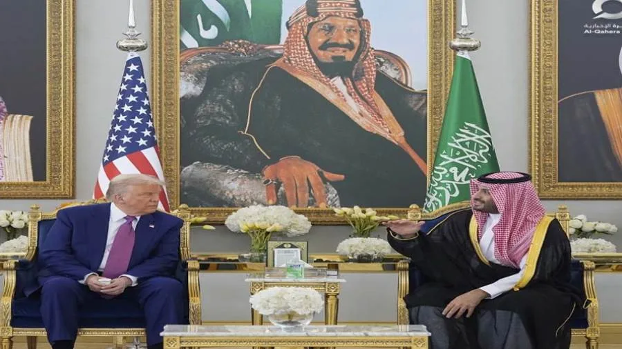 ولي العهد السعودي يستقبل الرئيس الأمريكي في قصر اليمامة بالعاصمة الرياض