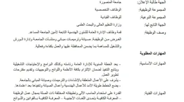 جامعة المنصورة تُعلن عن توفر وظائف شاغرة في 8 مجالات مختلفة.