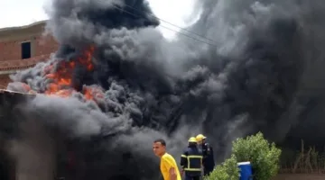 إطفاء حريق كبير في محطة وقود خاصة بقرية في المنيا