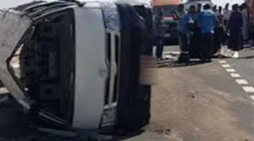 حادثة انقلاب ميكروباص في الفيوم تؤدي إلى إصابة 5 أفراد