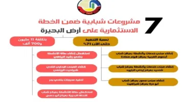 إنفوجراف: إطلاق 7 مشاريع للشباب في البحيرة بتكلفة تبلغ 11.7 مليون جنيه
