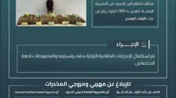 الإمساك بمخالف لتهريبه (100) كجم من القات في الدائر