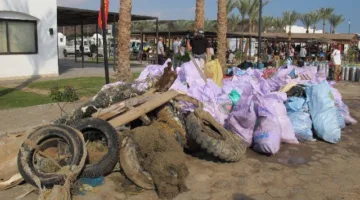 جمع 900 كيلوغرام من النفايات خلال المرحلة الأولى لمبادرة تنظيف البحر في شرم الشيخ