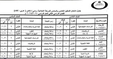 جداول امتحانات النقل والشهادة الإعدادية للفصل الدراسى الثانى ببنى سويف