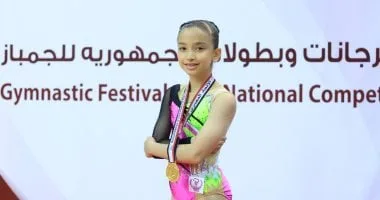 جوري مصطفى تتوج بذهبية بطولة الجمهورية لجمباز الأيروبك.. صور