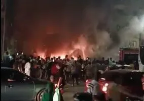 نشب حريق كبير في مطعم شاورما بشارع ترسا في الهرم