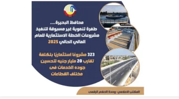 323 مشروعا.. طفرة غير مسبوقة في تنفيذ مشروعات الخطة الاستثمارية للعام المالي الحالي بالبحيرة