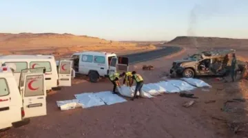 مقتل 11 سودانيًا، من بينهم نساء وأطفال، في حادث تصادم بصحراء ليبيا.