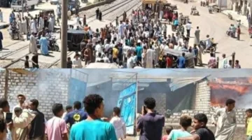 أسوان: سكان قرية النجاحرة بكوم إمبو يحرقون وكر مخدرات ويهدمونه بجرافة بعد صلاة الجمعة