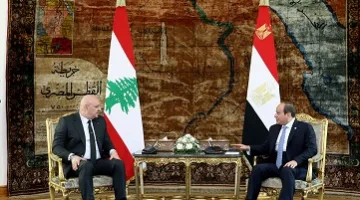 الرئيس السيسي يرحب بنظيره اللبناني في قصر الاتحادية