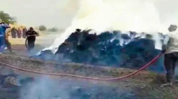 إخماد حريق في محصول القمح بكفر قطور بالغربية