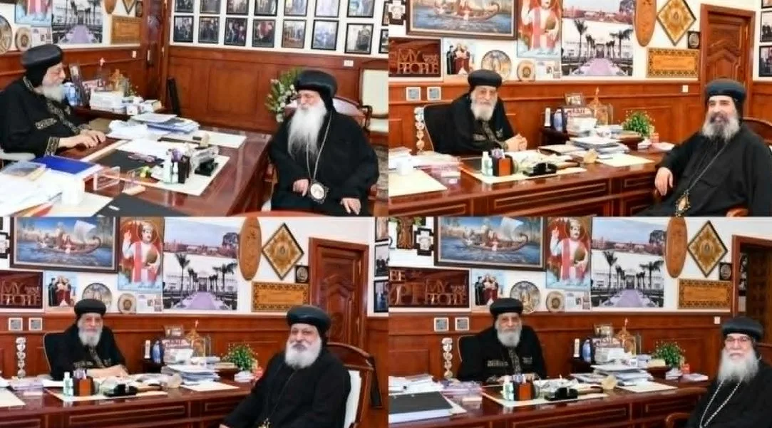 البابا تواضروس الثاني يرحب بأربعة من الأساقفة. البابا تواضروس الثاني يرحب بأربعة من الأساقفة.