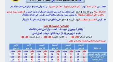 أتربة وأمطار.. هيئة الأرصاد تنبه لظروف الطقس يوم الأربعاء المقبل