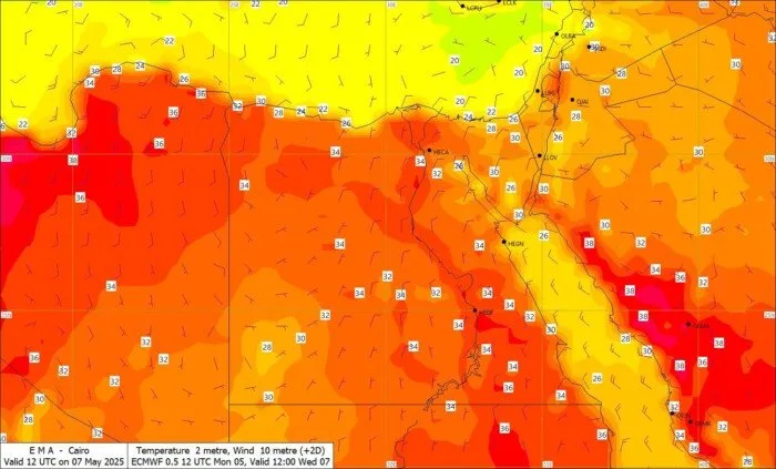 أجواء حارة.. تفاصيل حالة الطقس في مصر اليوم الأربعاء 7 مايو 2025