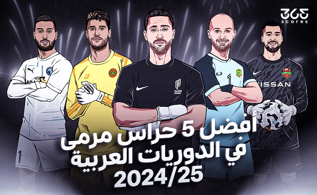 أفضل 5 حراس مرمى في الدوريات العربية لعام 2025 وفقاً لتقييم 365Scores أفضل 5 حراس مرمى في الدوريات العربية لعام 2025 وفقاً لتقييم 365Scores