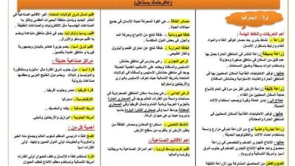 أهم ملخص ليلة امتحان الدراسات للصف الثالث الإعدادي