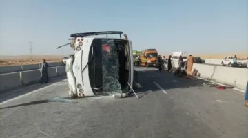 إصابة 11 فردًا جراء انقلاب «ميكروباص» على الدائري في المنيب متجهًا نحو المعادي