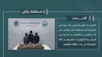 إلقاء القبض على 3 أشخاص لتهريب 60 كيلوغرامًا من القات في جازان