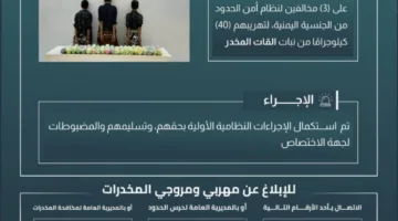 إلقاء القبض على ثلاثة أشخاص بتهمة تهريب 40 كيلوغرامًا من القات في الدائر