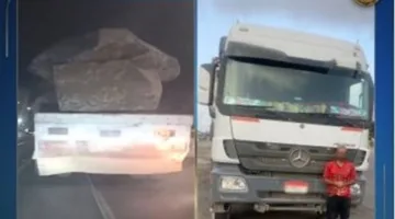 إلقاء القبض على سائق شاحنة محملة بالحجارة بدون غطاء في مينا البصل