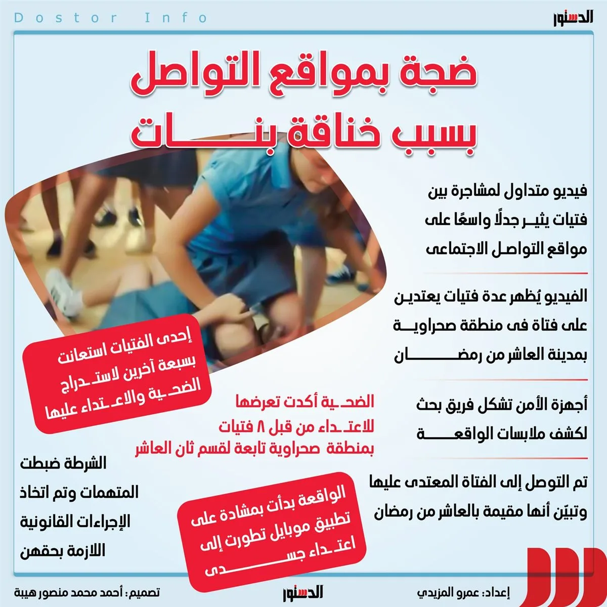 إنفوجراف.. ضجة بمواقع التواصل بسبب "خناقة بنات العاشر"