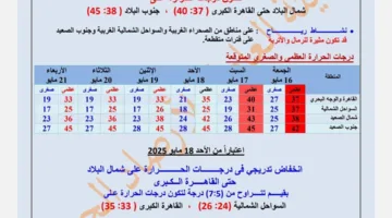 ارتفاع درجات الحرارة مستمر غدًا.. والأرصاد تكشف عن موعد انحسار الحرارة