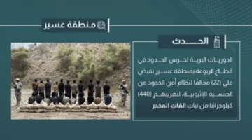 اعتقال 22 شخصًا لتورطهم في تهريب 440 كيلوغرامًا من القات في منطقة عسير