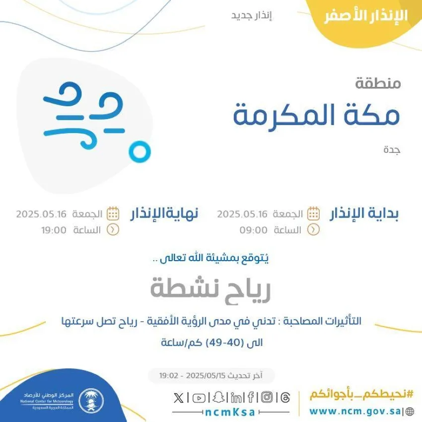 الأرصاد: رياحٌ قوية تضرب محافظات جدة الأرصاد: رياحٌ قوية تضرب محافظات جدة