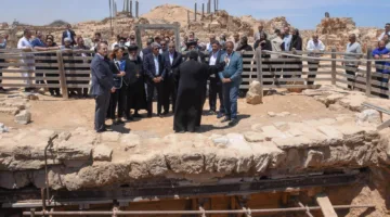 البابا تواضروس ووزير السياحة ومحافظ الإسكندرية ومديرة اليونسكو يزورون مشروع حماية الموقع الأثري في أبو مينا
