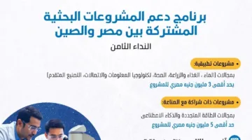 التعليم العالي: بدء استقبال طلبات المشاركة في برنامج دعم المشاريع البحثية المشتركة بين مصر والصين