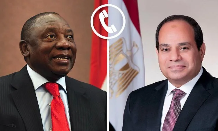 الرئيس السيسي يتلقى مكالمة من سيريل رامافوزا، رئيس جنوب أفريقيا الرئيس السيسي يتلقى مكالمة من سيريل رامافوزا، رئيس جنوب أفريقيا
