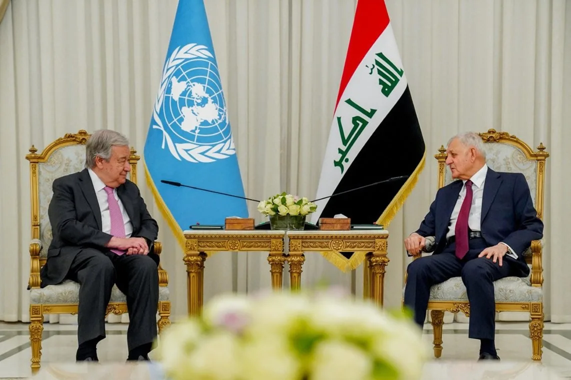 الرئيس العراقي يناقش قضايا إقليمية وعالمية مع الأمين العام للأمم المتحدة الرئيس العراقي يناقش قضايا إقليمية وعالمية مع الأمين العام للأمم المتحدة
