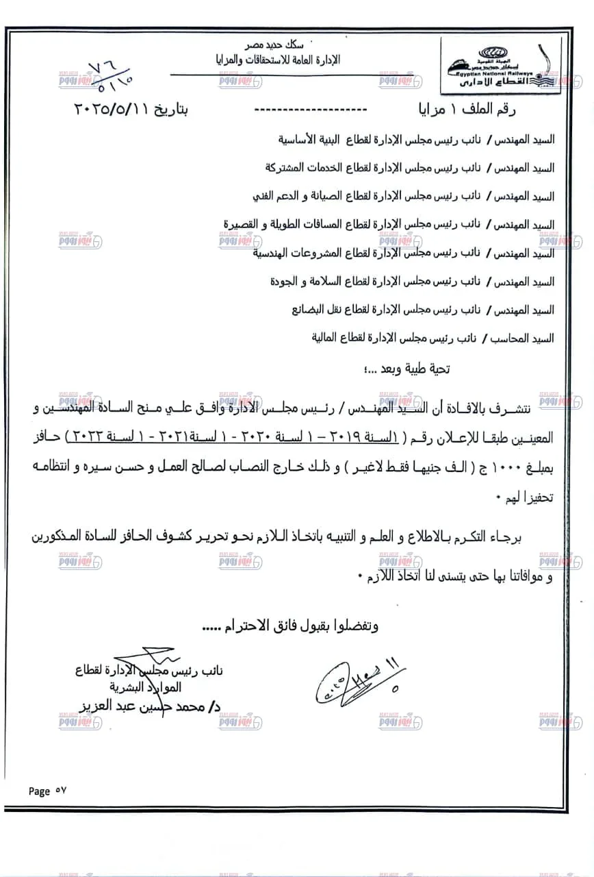السكك الحديدية تقرر منح 1000 جنيه مكافأة للمهندسين الجدد لتحفيزهم على العمل | حصري